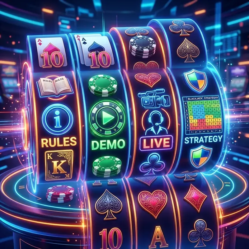 Blackjack tiešsaistē noteikumi, demo spēles un