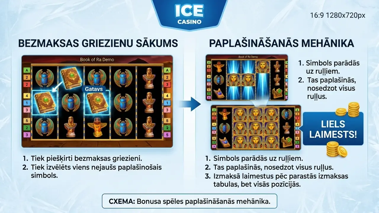 Book of Ra demo bezmaksas griezieni un paplašinošais simbols