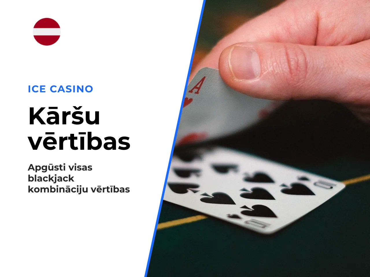 Kāršu vērtības un kombinācija blackjack. Blackjack